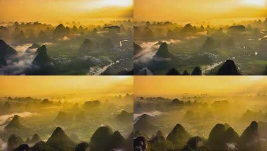 桂林山水云海自然风光高清在线视频素材下载