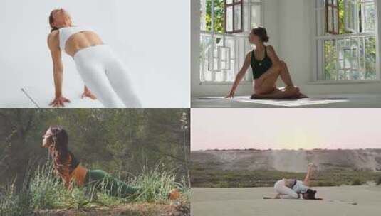 【合集】女孩在大自然练习瑜伽高清在线视频素材下载