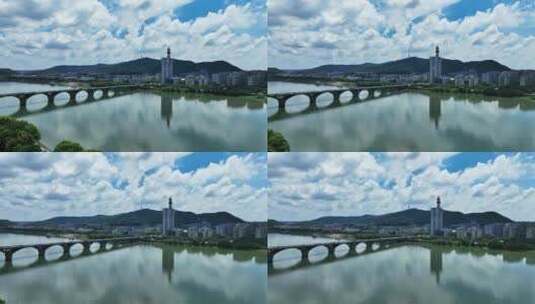 长沙橘子州大桥蓝天白云城市桥梁高清在线视频素材下载
