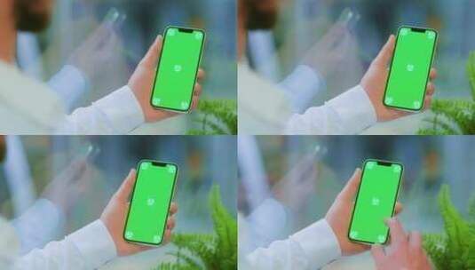 男子使用绿屏电话（4K）高清在线视频素材下载