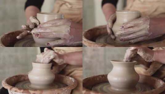 陶瓷工艺、陶瓷制作、拉坯展示高清在线视频素材下载