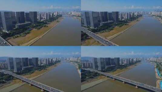 航拍福州鳌峰大桥景观高清在线视频素材下载