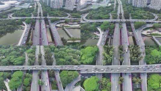 深圳湾城市交通航拍高清在线视频素材下载