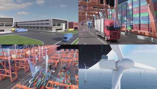 现代化科技感转场码头国际贸易进出口货运高清在线视频素材下载