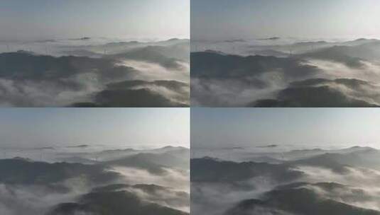 航拍水墨千山云雾缭绕高清在线视频素材下载