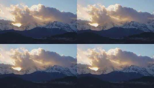 梅里雪山日照金山高清在线视频素材下载
