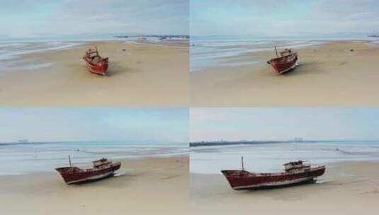 海边的破旧渔船高清在线视频素材下载