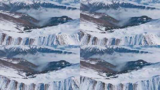 航拍冬季夹金山风景川西高原雪山景色迷人高清在线视频素材下载