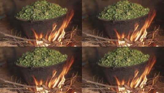 柴火煮菜高清在线视频素材下载