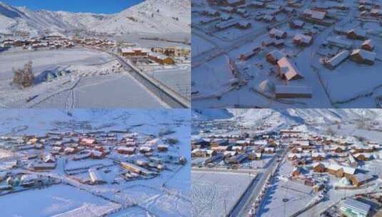 冬季新疆阿勒泰的村庄高清在线视频素材下载