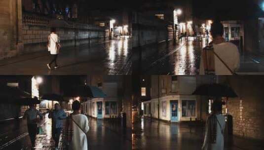 英国夜晚街道一个人漫步高清在线视频素材下载