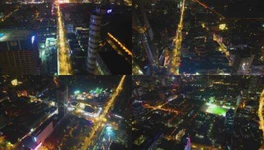 南京市城市车流夜景航拍延时素材高清在线视频素材下载