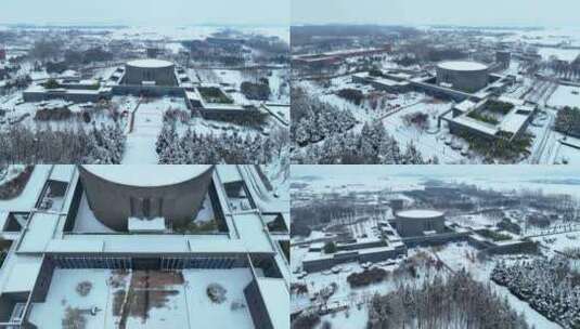 济宁金乡羊山景区鲁西南纪念馆雪景宣传片高清在线视频素材下载
