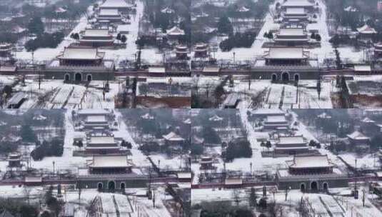 陕西周至县楼观台景区雪景高清在线视频素材下载