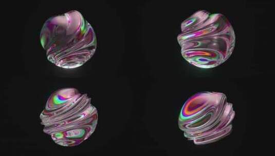 超现实玻璃球体或球在变形过程中的抽象艺术高清在线视频素材下载