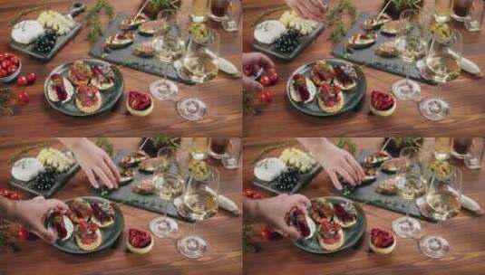 意大利餐厅与传统美食西班牙美食美味的小吃高清在线视频素材下载
