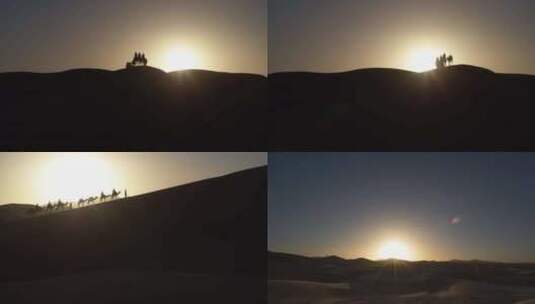 沙漠日落骆驼商队行走沙漠星空沙漠日出合集高清在线视频素材下载