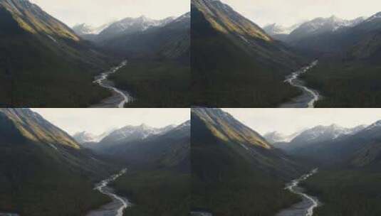 群山山间小路自然景观高清在线视频素材下载