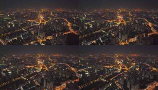 天津大全景夜景航拍高清在线视频素材下载