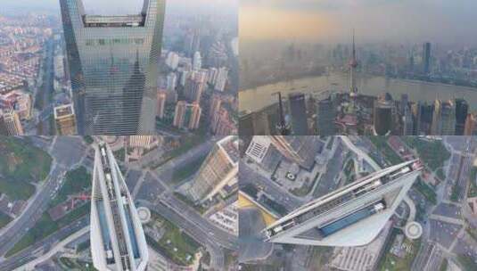 上海浦东新区航拍陆家嘴上海环球金融中心高清在线视频素材下载