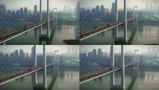 重庆南纪门轨道大桥航拍高清在线视频素材下载