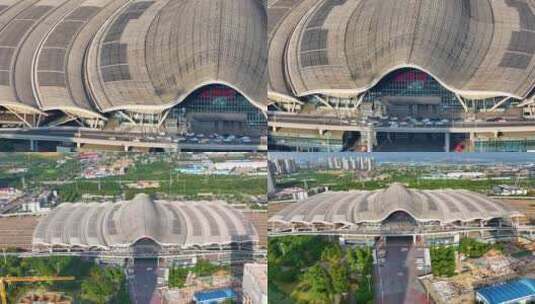 湖北武汉武汉火车站高铁站动车站航拍风景风高清在线视频素材下载