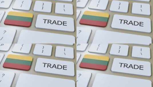 立陶宛国旗和贸易文本按钮3D动画高清在线视频素材下载