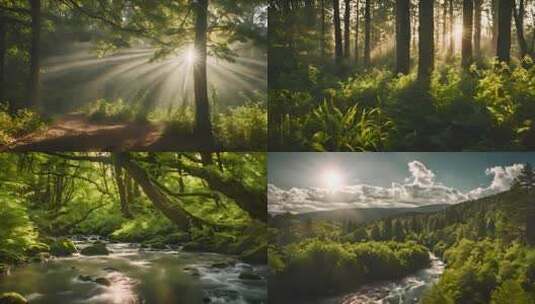 丁达尔光线 光线 森林高清在线视频素材下载