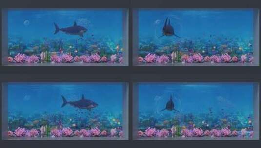 鲜艳色彩4K海底鲨鱼高清在线视频素材下载