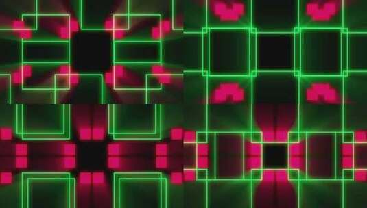 几何抽象绿色红色方块背景循环高清在线视频素材下载