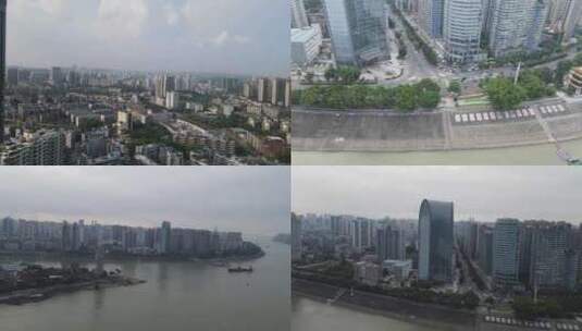 湖北宜昌CBD城市高楼航拍高清在线视频素材下载