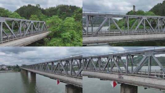 怀化黔阳古城的公铁两用大桥高清在线视频素材下载