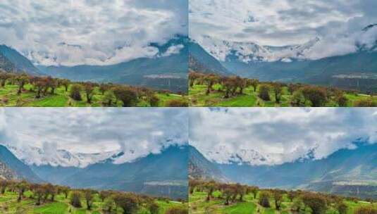 中国西藏林芝纳迦巴瓦雪山云层遮挡高清在线视频素材下载