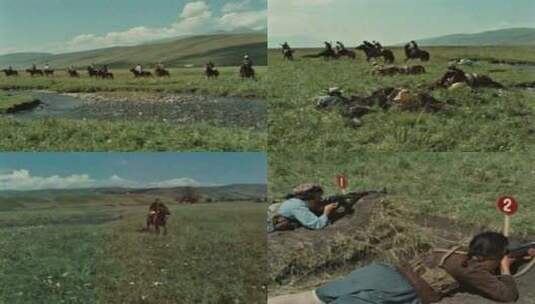 70年代初 草原民兵 骑兵高清在线视频素材下载