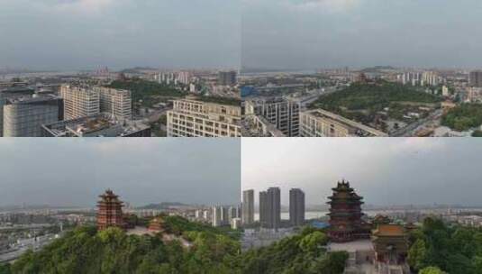 白天航拍南京阅江路古建筑高清在线视频素材下载