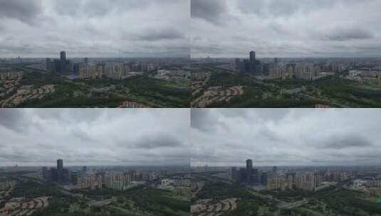 乌云下的城市航拍高清在线视频素材下载