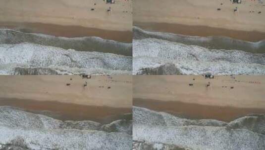 大海海浪沙滩礁石海浪拍打礁石海陵岛航拍高清在线视频素材下载