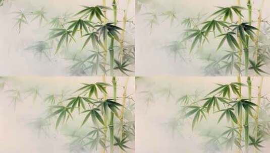 中国风水彩竹子高清在线视频素材下载