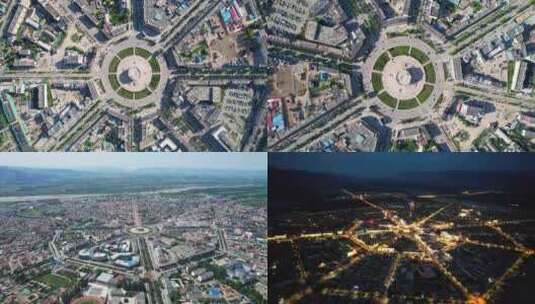 新疆特克斯八卦城全景高清航拍高清在线视频素材下载