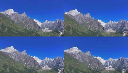 航拍贡嘎山区南门关沟爱德嘉峰雪山群峰风光高清在线视频素材下载