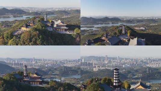 杭州湘湖先照寺希区柯克航拍8段合集高清在线视频素材下载