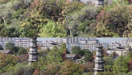 上饶五桂塔地标建筑航拍高清在线视频素材下载