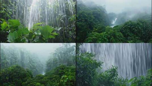 雨中的植物热带雨林 (4)高清在线视频素材下载