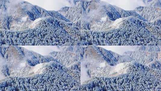 成都西岭雪山的阴阳界远望航拍高清在线视频素材下载