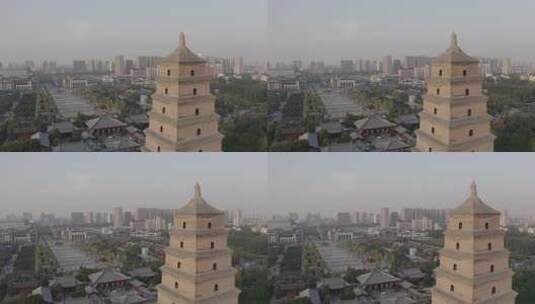 航拍视角下的西安大雁塔全景高清在线视频素材下载