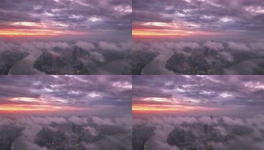 上海陆家嘴日出云海景观高清在线视频素材下载