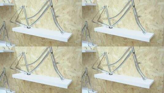 展示架上的自行车车架高清在线视频素材下载