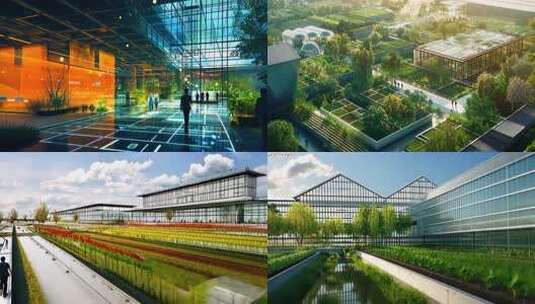 现代建筑自然景观 生态园区绿色建筑可持续高清在线视频素材下载