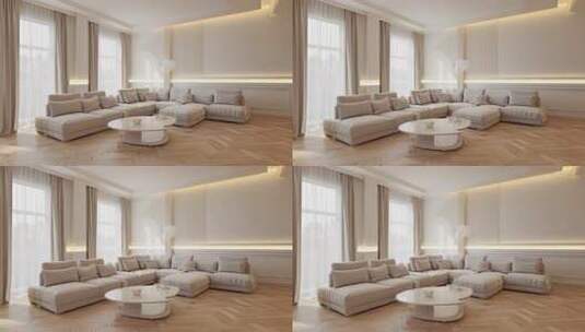 现代简约风格客厅室内场景高清在线视频素材下载