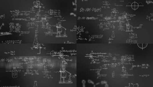  化学实验分子公式粉笔字穿梭背景视频高清AE视频素材下载
